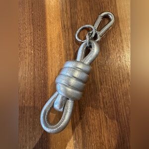 Loewe leather knot keychain bag charm silver metallic